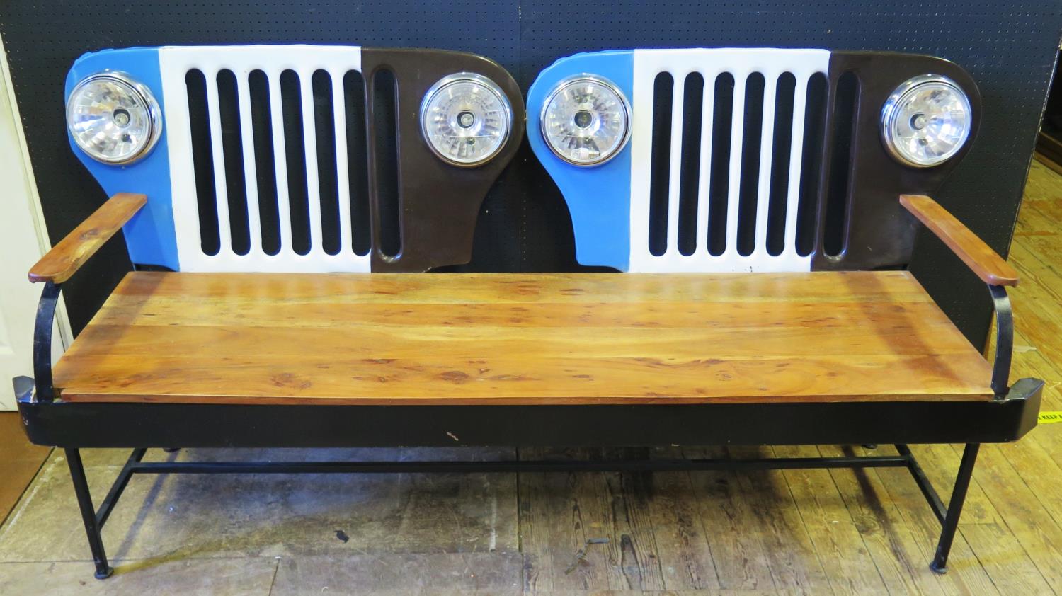 A Large Double 'Jeep' Grill Bench (lights can be wired up), 2m long - Image 2 of 2