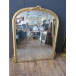 A Large Gilt Framed Over Mantle Mirror, 140cm height x 114cm wide