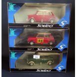 Three Solido 1:18 Scale Mini Coopers in Boxes