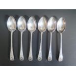 A Set of Six Victorian Bright Cut Silver Teaspoons, Sheffield 1891, John Edward Bingham _ Walker &