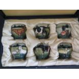 A Cased Set of Six Modern Moorcroft Farmyard Egg Cups 98