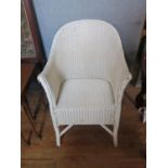 Lloyd Loom Wicker Chair, Painted White