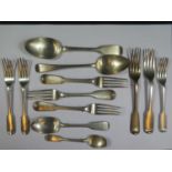 A Selection of 19th Century Silver Flatware, 741g