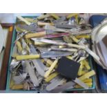 A Selection of Electroplated Silver Flatware and oak cutlery box