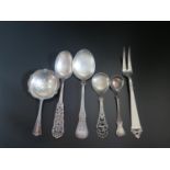 A Selection of Norwegian .830 Silver Flatware including tea strainer, 253g