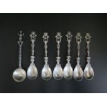 A Set of Six Continental White Metal Teaspoons and one stamped .833, 130g
