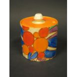 A Clarice Cliff Bizarre Fantasque Berries Jam Pot, 1930-32 RESTORED