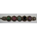 A Chinese Silver Gilt and Semi-precious stone mounted bracelet, 17.6cm long