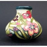 A Modern Moorcroft Limited Edition Floral Decorated Squat Vase 2000, 39/150, boxed
