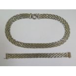 A Modern Italian (Birmingham) Silver Matching Necklace and Bracelet, 50.3g