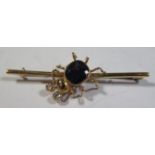 A Sapphire ands Diamond Bug Brooch in a high carat yellow gold setting (stamped marks unclear),