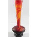 A Cameo Glass Vase, the orange ground decorated with trumpet flowers, unsigned 22cm