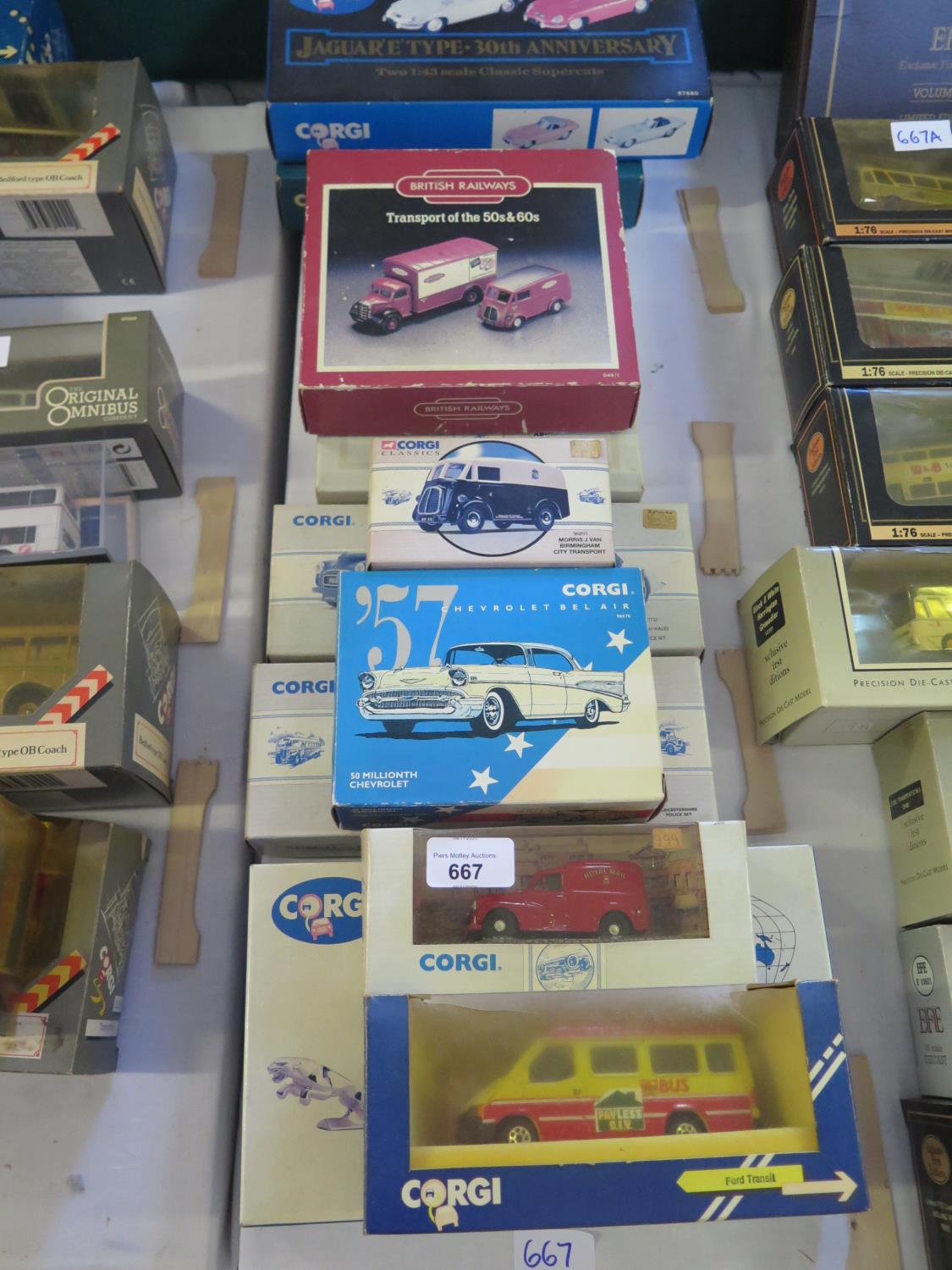 A Collection Corgi Cars and Vans including two Jaguar Sets