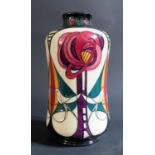 A Modern Moorcroft Tribute to Rennie MacIntosh Vase by Sian Leeper 2006, 21.5cm, boxed