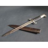 A German WWII Fire Brigade Bayonet with scabbard stamped E.u.F Horsler 1940