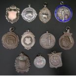 A Selection of Silver Fob Medallions 77.9g and one other