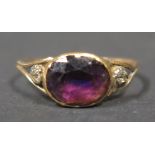 A Georgian Foil Backed Amethyst and Diamond Dress Ring, sizeN.5, 1.7g