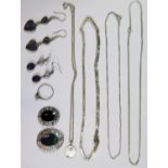 A Selection of Silver Jewellery including semi-precious stone mounted (54.9g weighable silver)