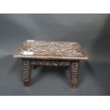 A Small Chip Carved Stool, 18th century or earlier, 30x19cm