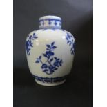 A Chinese Blue and White Vase and cover decorated with flowers, six character mark to base, 15.5cm