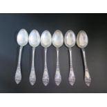 A Set of Six Norwegian .830 Silver Desert Spoons, stamped OSC. LARSSEN, 222g