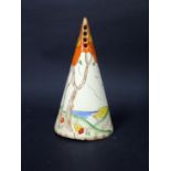 A Clarice Cliff Taormina Conical Sifter, 1936/37