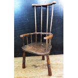 A Child's Elm Seated Comb Back Chair