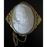 A Shell Cameo Brooch in a yellow metal mount, 53x54mm, 20.4g