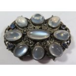 A Moonstone and Blue Stone Mounted Brooch, 45mm