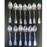 A Set of Seven Victorian Silver Teaspoons, Exeter 1872, Josiah Williams & Co., 132.9g, three other