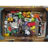 A Box of Playworn Diecast including Matchbox, Corgi, Buddy L etc.