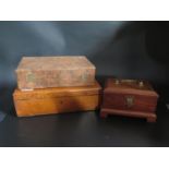 A Walnut and Chequer Strung Jewellery Box and three others