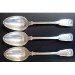 A Set of Three Victorian Silver Shell Pattern Serving Spoons, London 1866, Chawner & Co., 291g