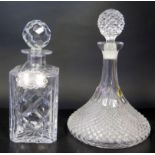A Royal Doulton Cut Crystal Decanter with silver SHERRY Label, and one other ships decanter