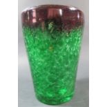 A Monart Glass Green and Red Vase, 20cm