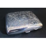 A George V Silver Cigarette Case with chased foliate scroll decoration, Birmingham 1918, Joseph