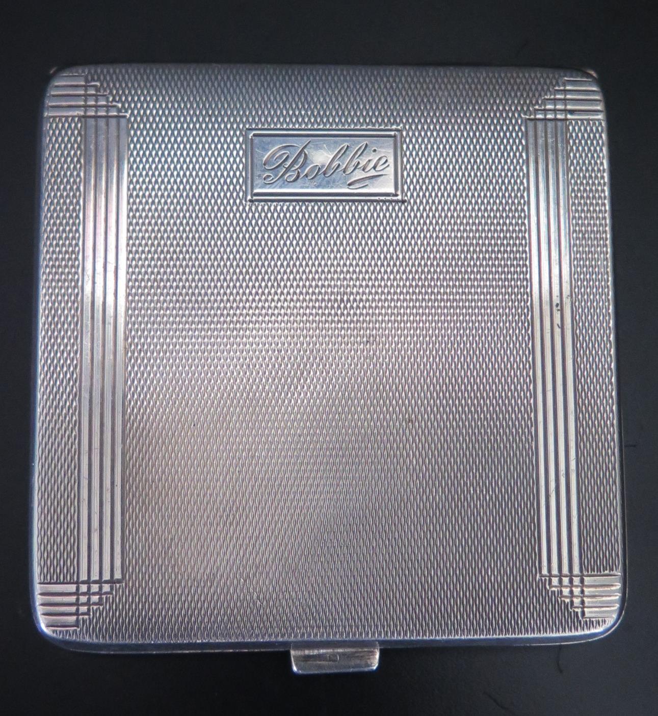 A George VI Silver Compact with engine turned decoration, Birmingham 1940, H. BROS
