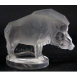 A Rene Lalique Sanglier Wild Boar Car Mascot, engraved signature between legs and stencil to