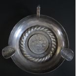 A Peruvian Kohler 925 Silver Coin mounted Ashtray, 127g