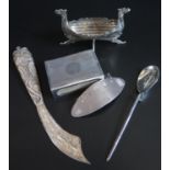 A Selection of Odd Silver Ware including an Edward VII engine turned silver matchbox sleeve,