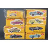 Eight Atlas Editions Dinky British Cars Including Aston Martin, Triumph, Austin, Morris etc. All