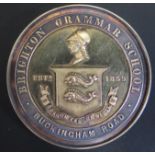 A Cased John Pinches Gilt White Metal Brighton Grammar School Medallion awarded for MOST