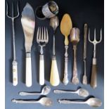 A Selection of Plated Flatware including marrow scoop