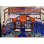 A Chinese Pith Painting depicting a court scene, 21.5x16cm, F&G