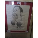 Signed Pencil Drawing of Cassius Clay by George Gale, 1929 - 2003, 38 x 30cm, F&G