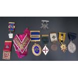 A Selection of Masonic Jewels and sash