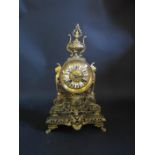 French Gilt Bronze 8 Day Striking Mantel Clock, Movement By Japy Freres & Marked Medulle D' Honneur