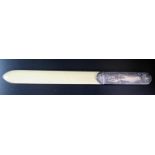An Antique Ivory Page Turner with silver plated handle, 28cm