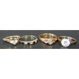 Four 9ct Gold Dress Rings, 6.3g