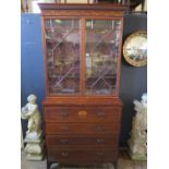 Georgian (III) Inlaid Glazed Secretaire 235cm height x 108cm wide x 55cm deep